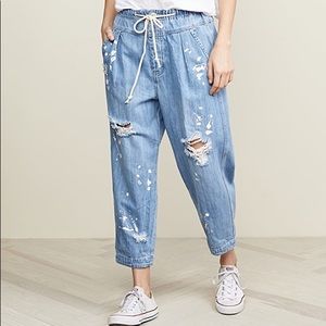 NWT Free People Mixed Up Utility Jeans Size M